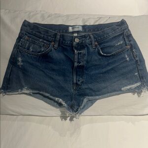 Agolde Parker High Waist Vintage Cutoff Denim Shorts (Dark Swapmeet)